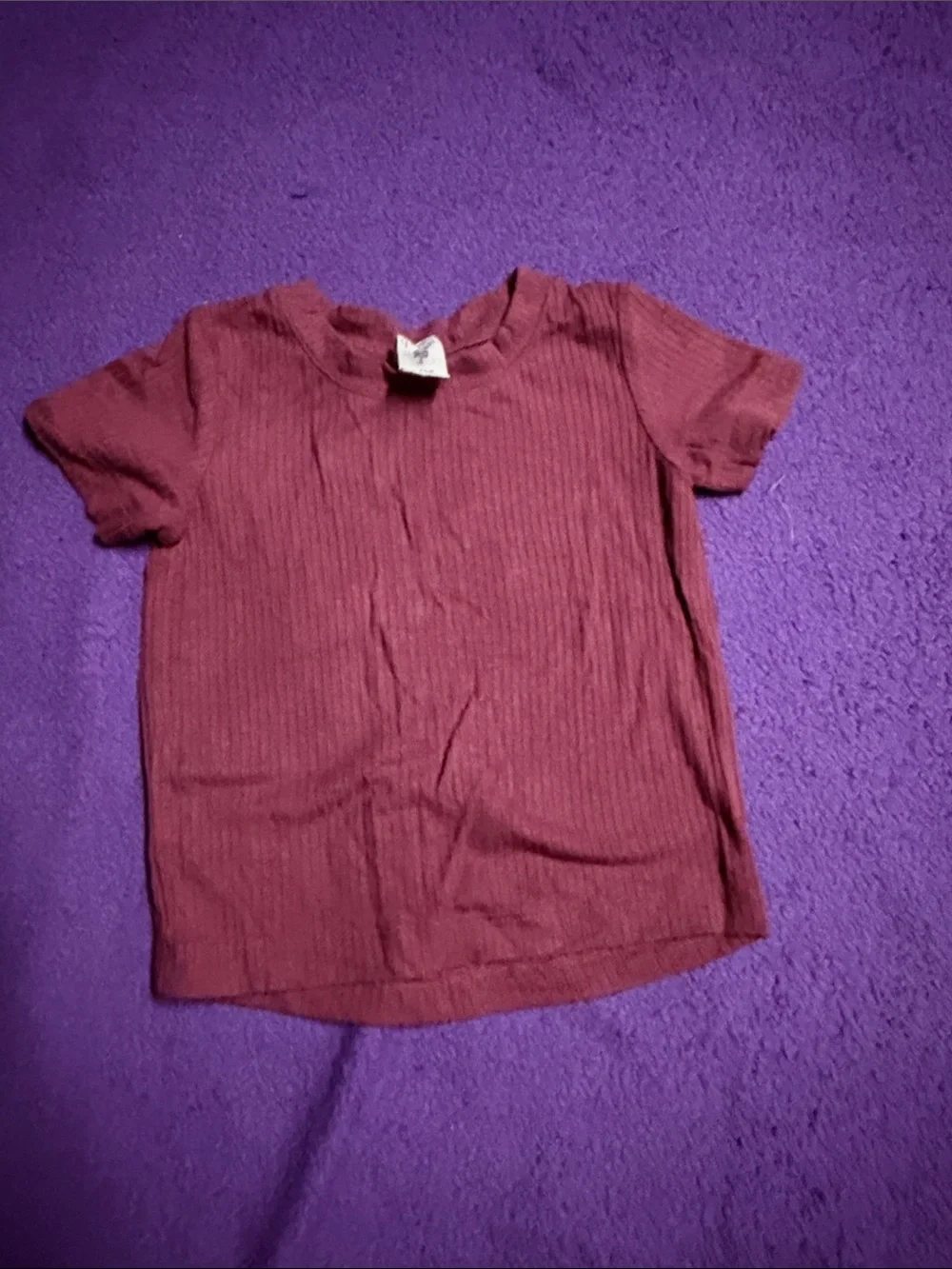 kate quinn Ribbed Short Sleeve Tee in Burgundy